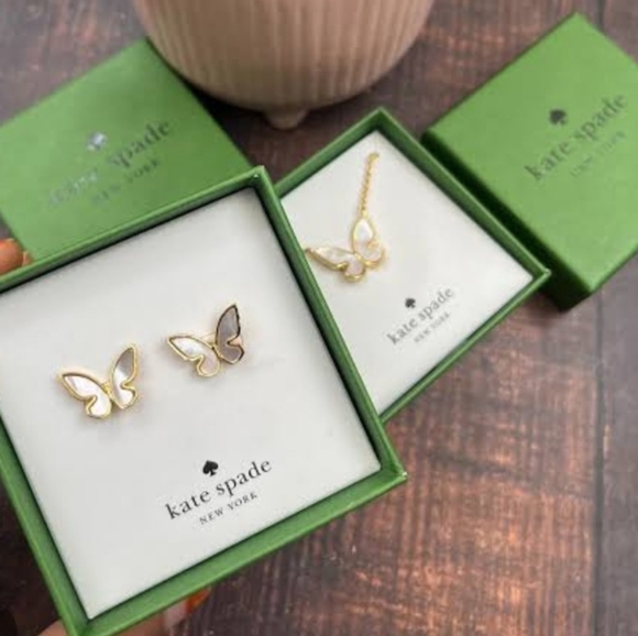 Kate Spade A Flutter Mother Of Pearl Butterfly Earrings - Picture 2 of 4